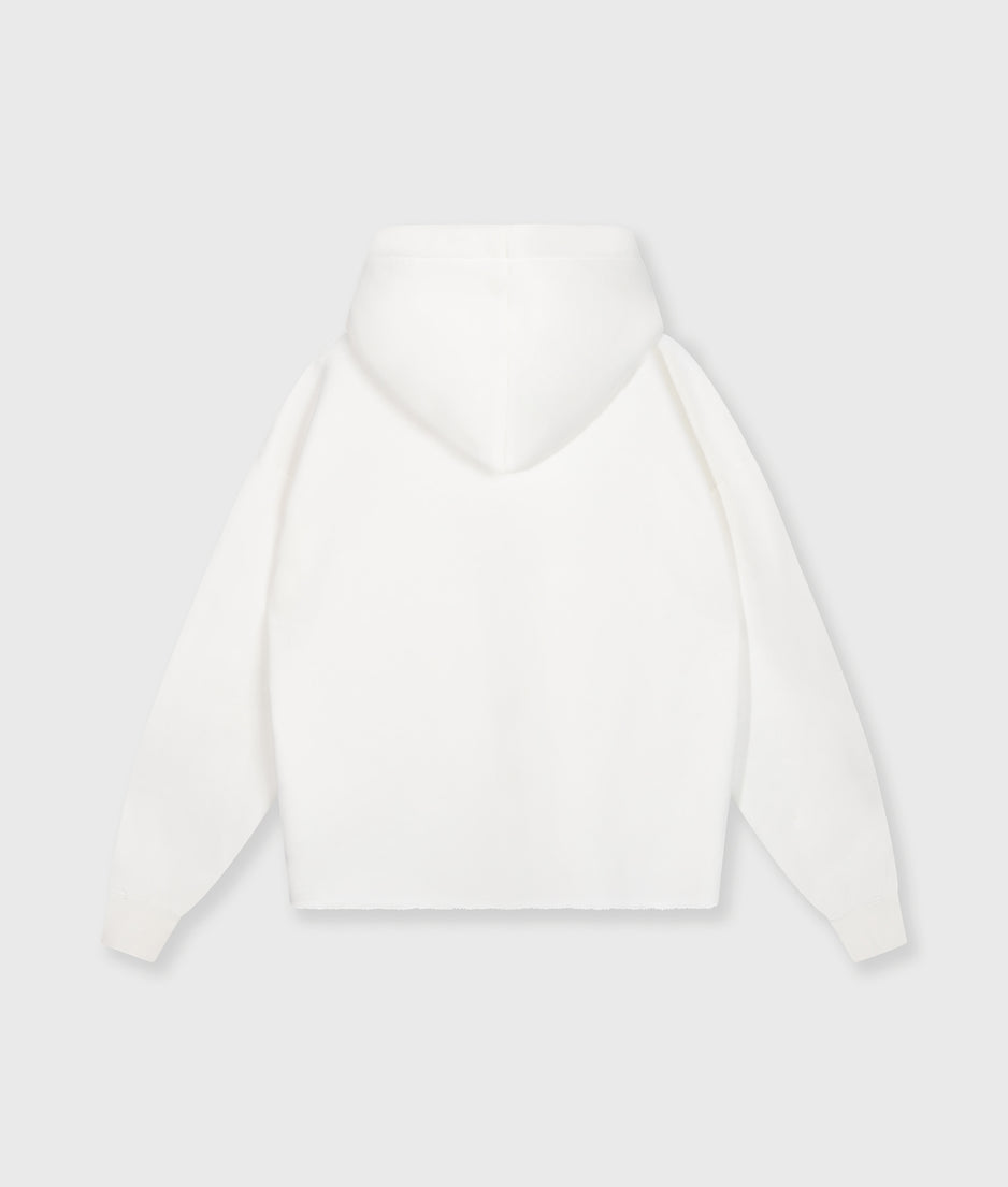statement hoodie logo patch | ecru