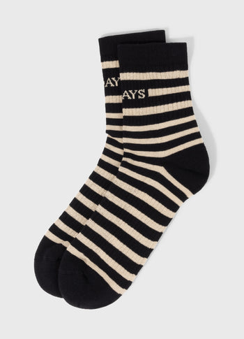 short socks stripe | black/light latte