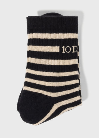 short socks stripe | black/light latte