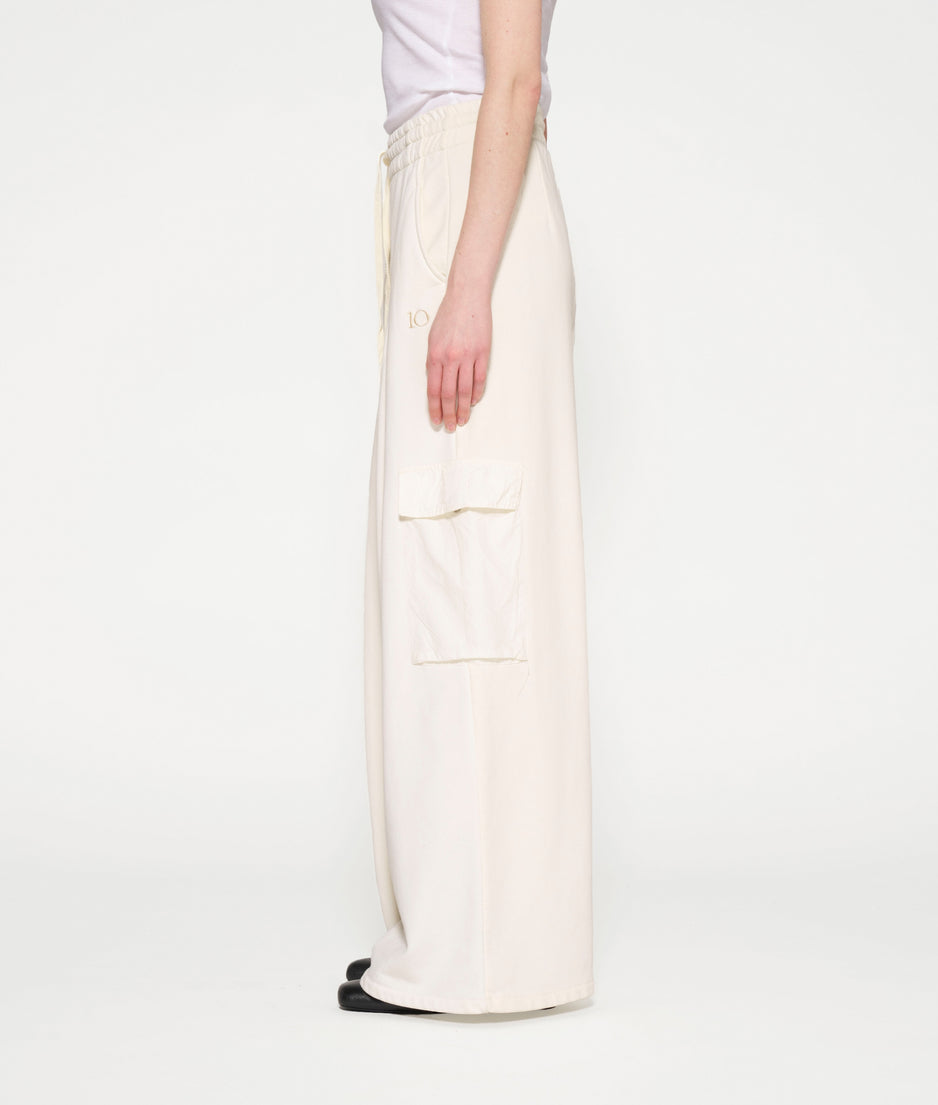 wide leg cargo pants | light natural