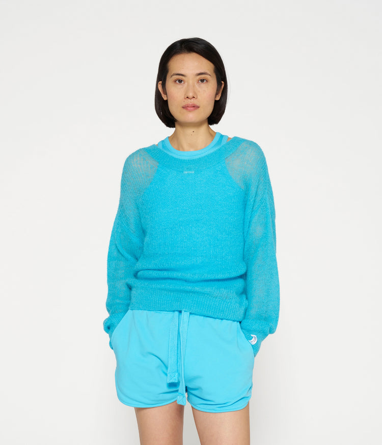 loose thin knit sweater | laguna blue