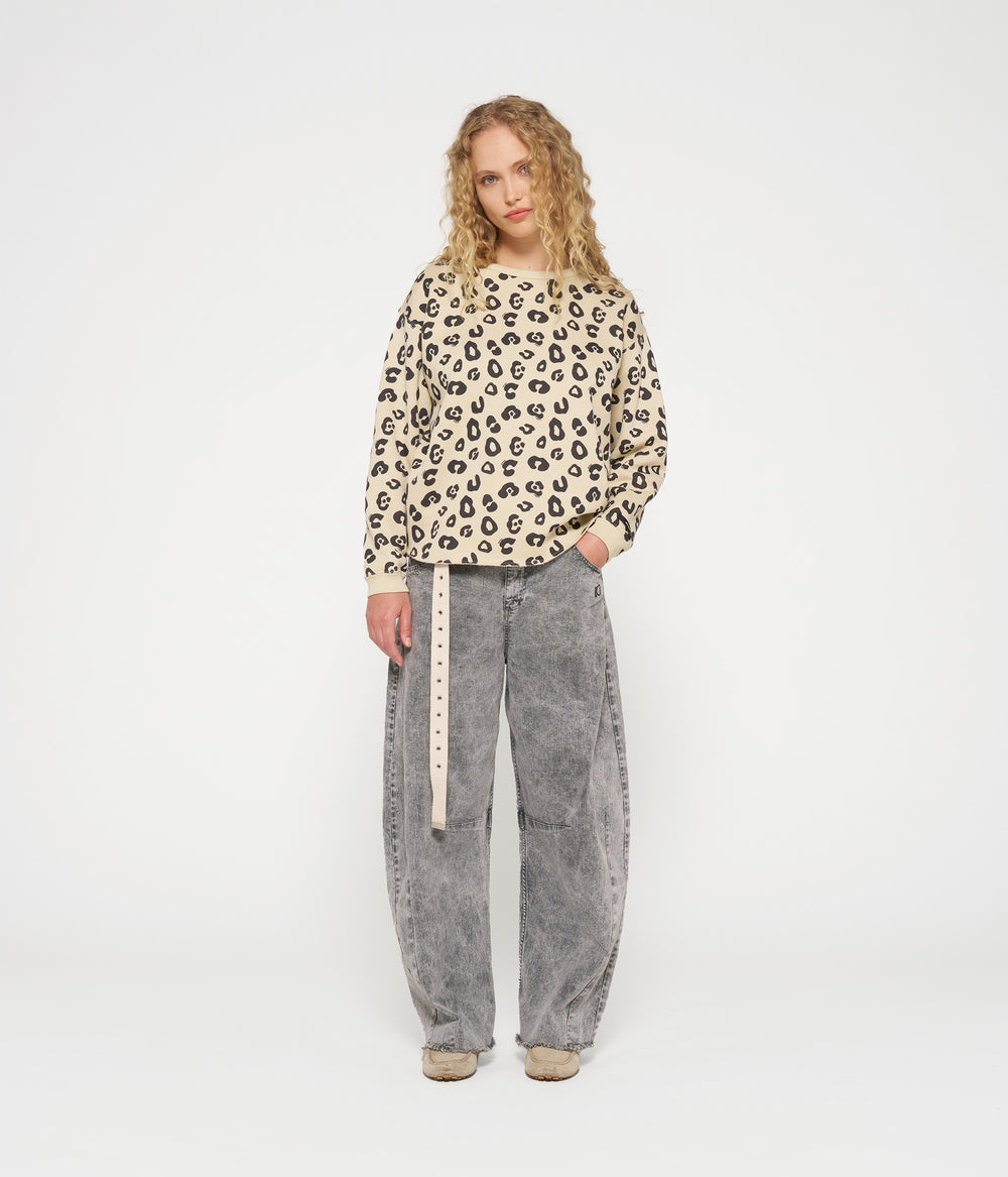 raw edge sweater leopard | oyster