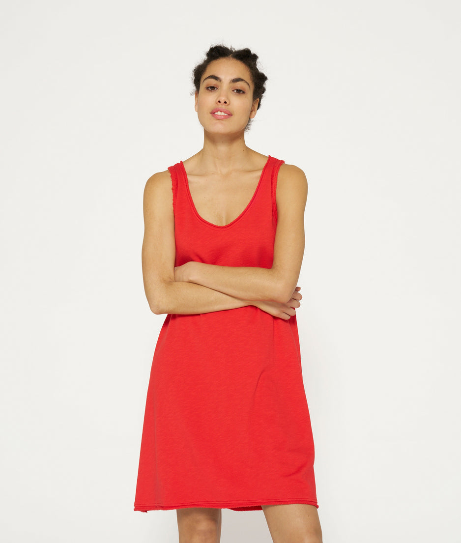 beach dress | poppy red