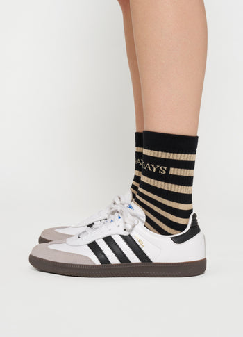 short socks stripe | black/light latte