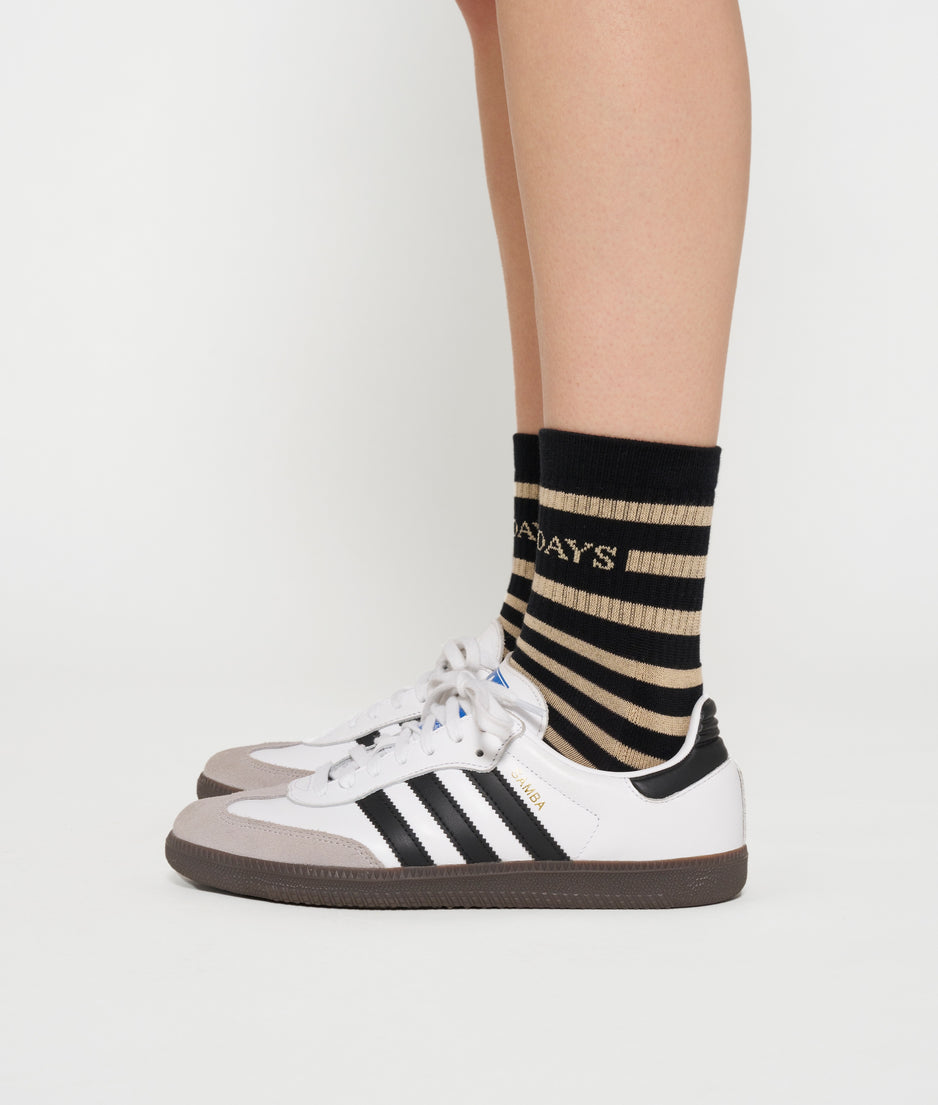 short socks stripe | black/light latte