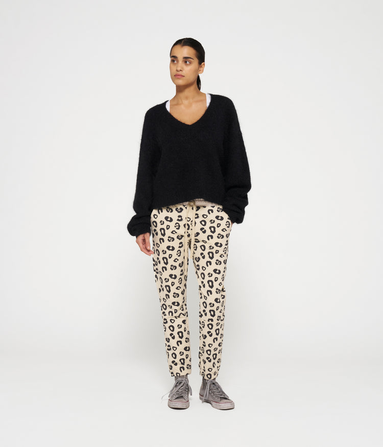 cropped jogger leopard | oyster