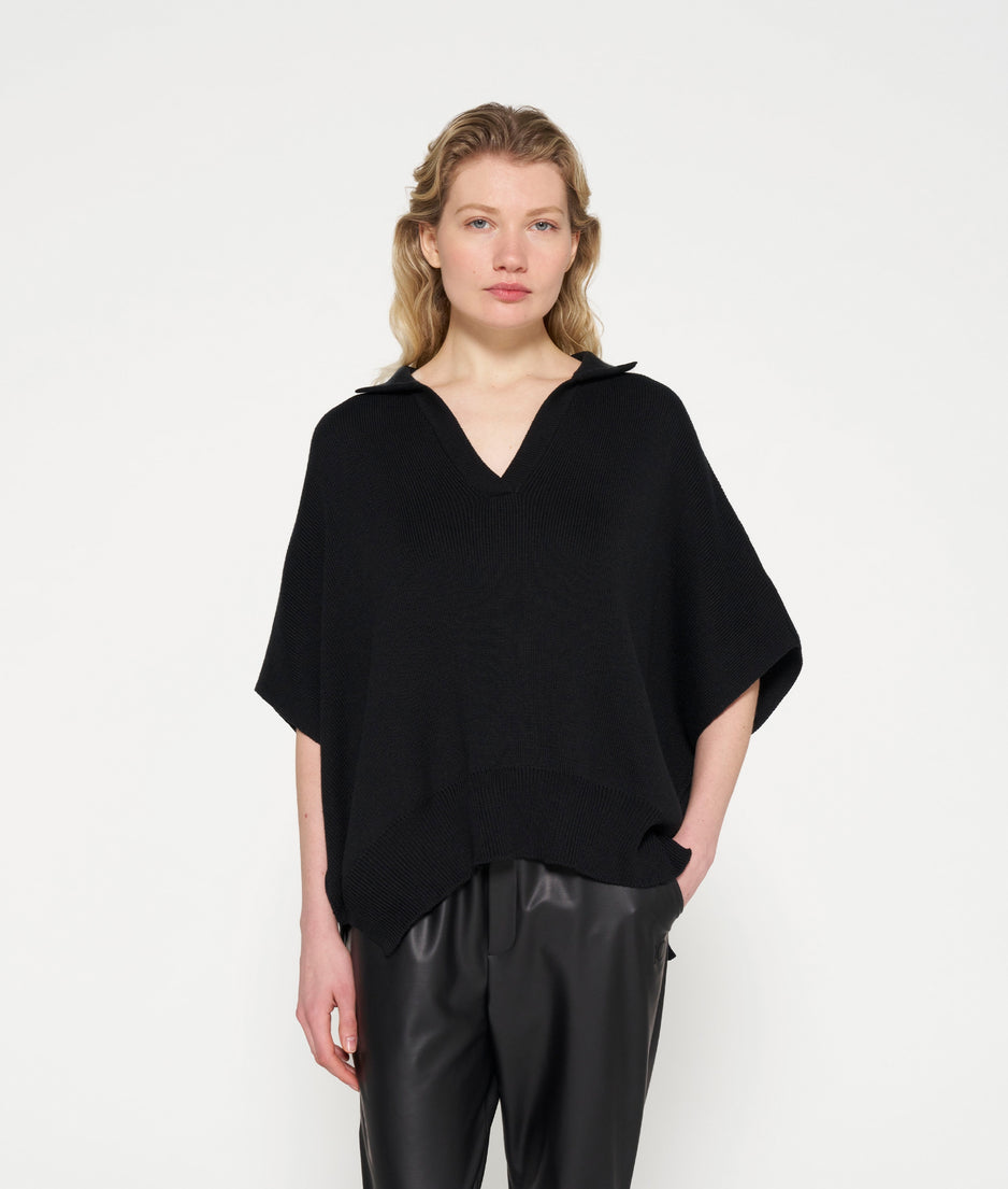 short sleeve knit sweater | black