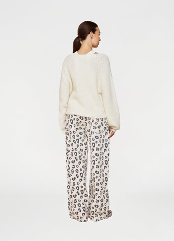 wide twill pants leopard | light natural