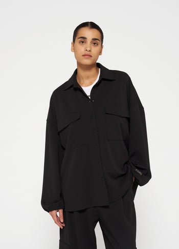 overshirt crepe | black