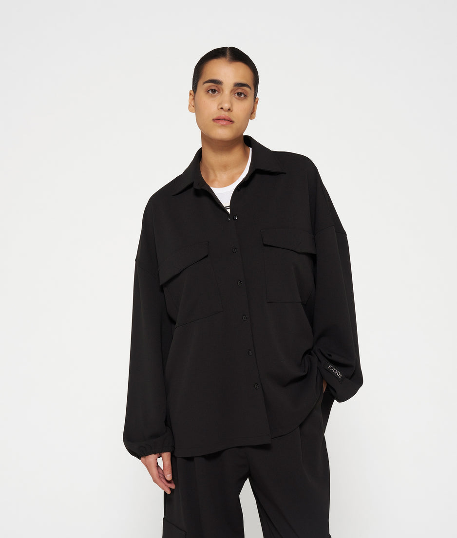 overshirt crepe | black