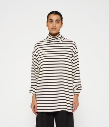 longsleeve coll tee stripes | light natural/grey raven