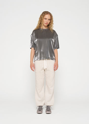 shiny blouse tee | silver