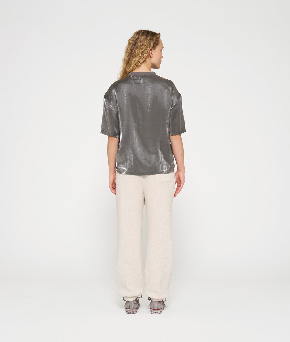 shiny blouse tee | silver