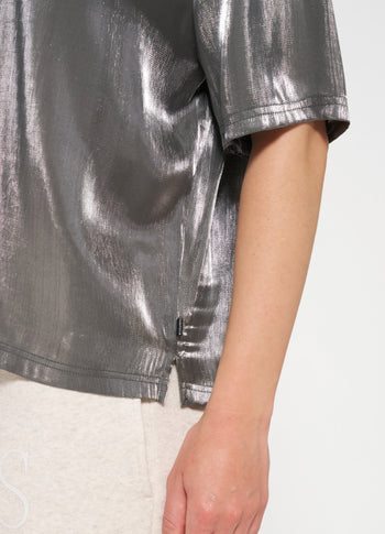 shiny blouse tee | silver