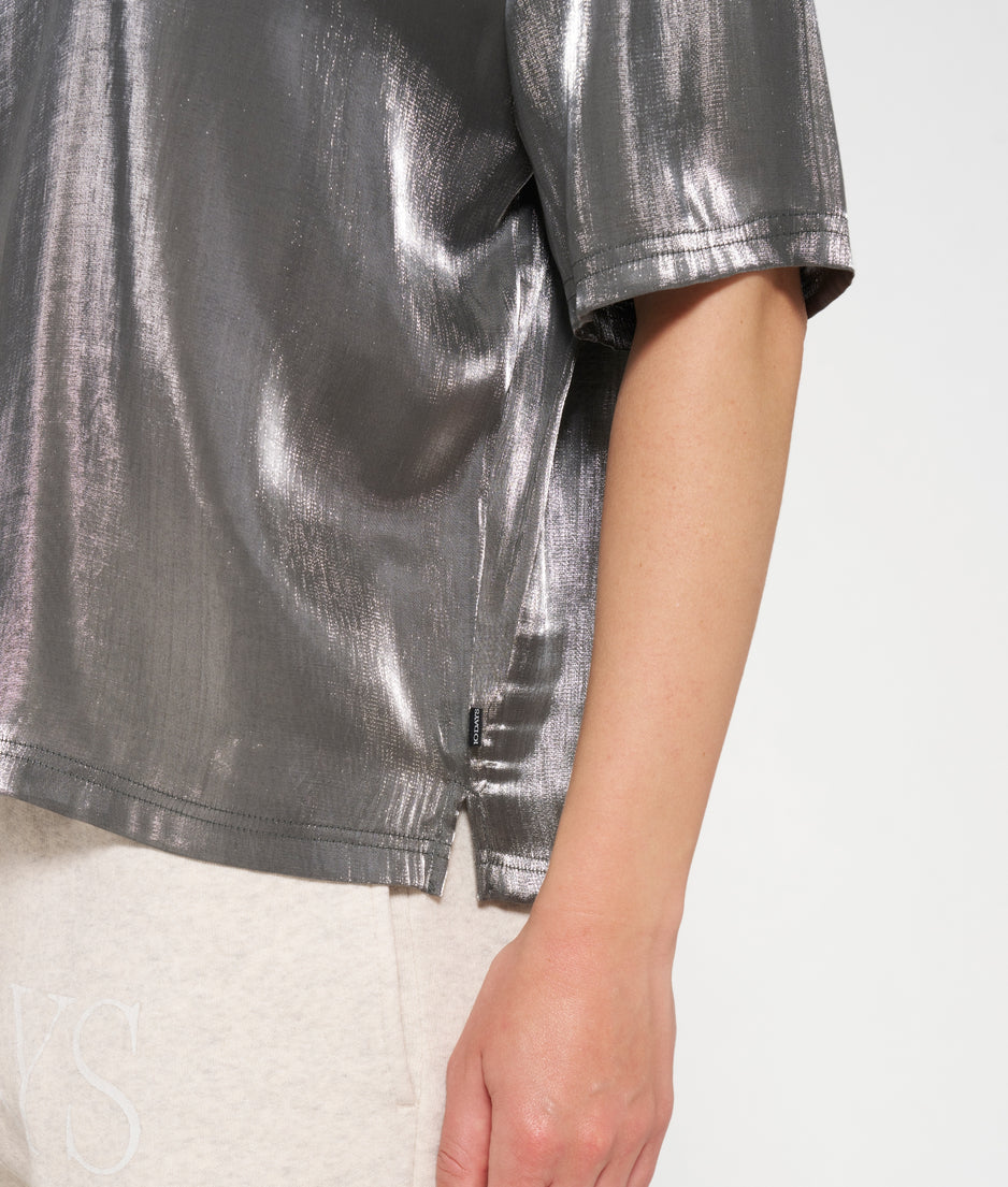 shiny blouse tee | silver