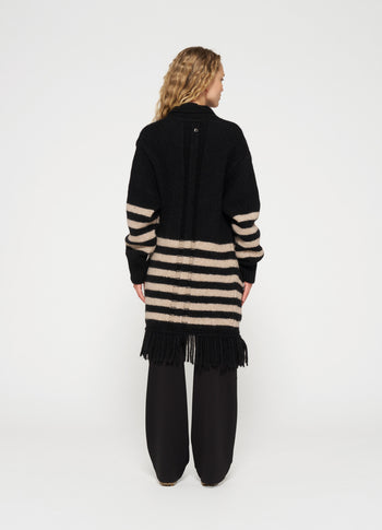 cardigan knit stripes | black/light latte