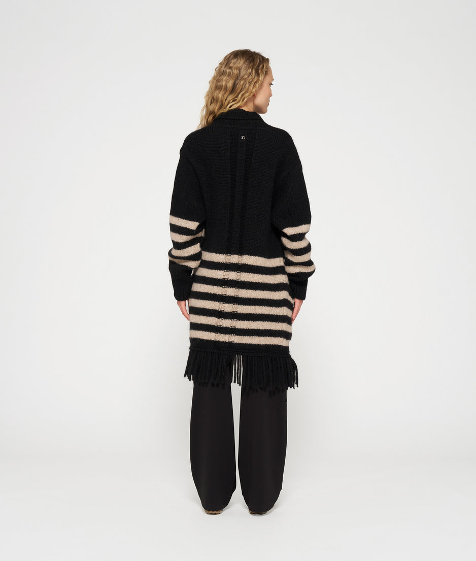 cardigan knit stripes | black/light latte