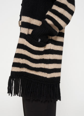 cardigan knit stripes | black/light latte