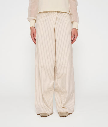 wide cross pants pinstripe | light natural