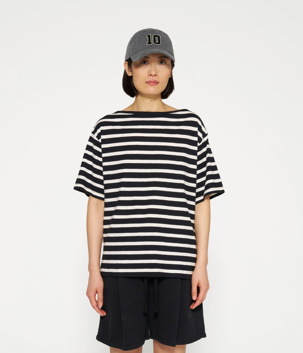 short sleeve tee stripes | black/light natural