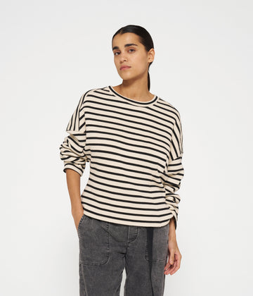 sweater smock stripes | light natural/black