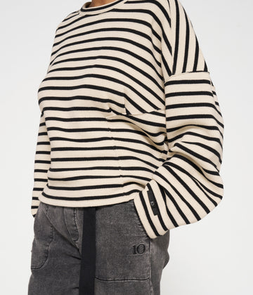 sweater smock stripes | light natural/black