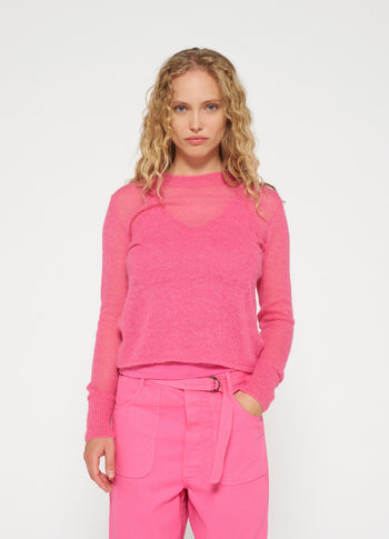 tee thin knit | bright pink