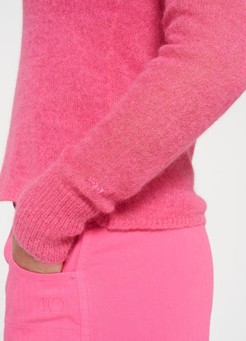 tee thin knit | bright pink