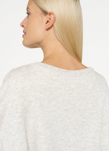 balloon sleeve knit sweater | white grey melee