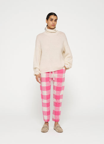 cropped jogger check | bright pink