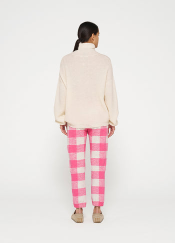 cropped jogger check | bright pink