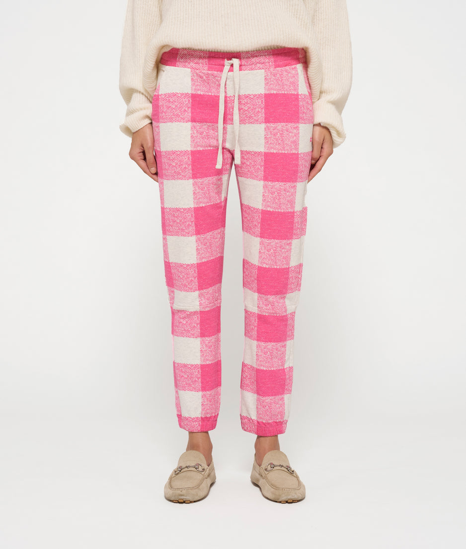 cropped jogger check | bright pink