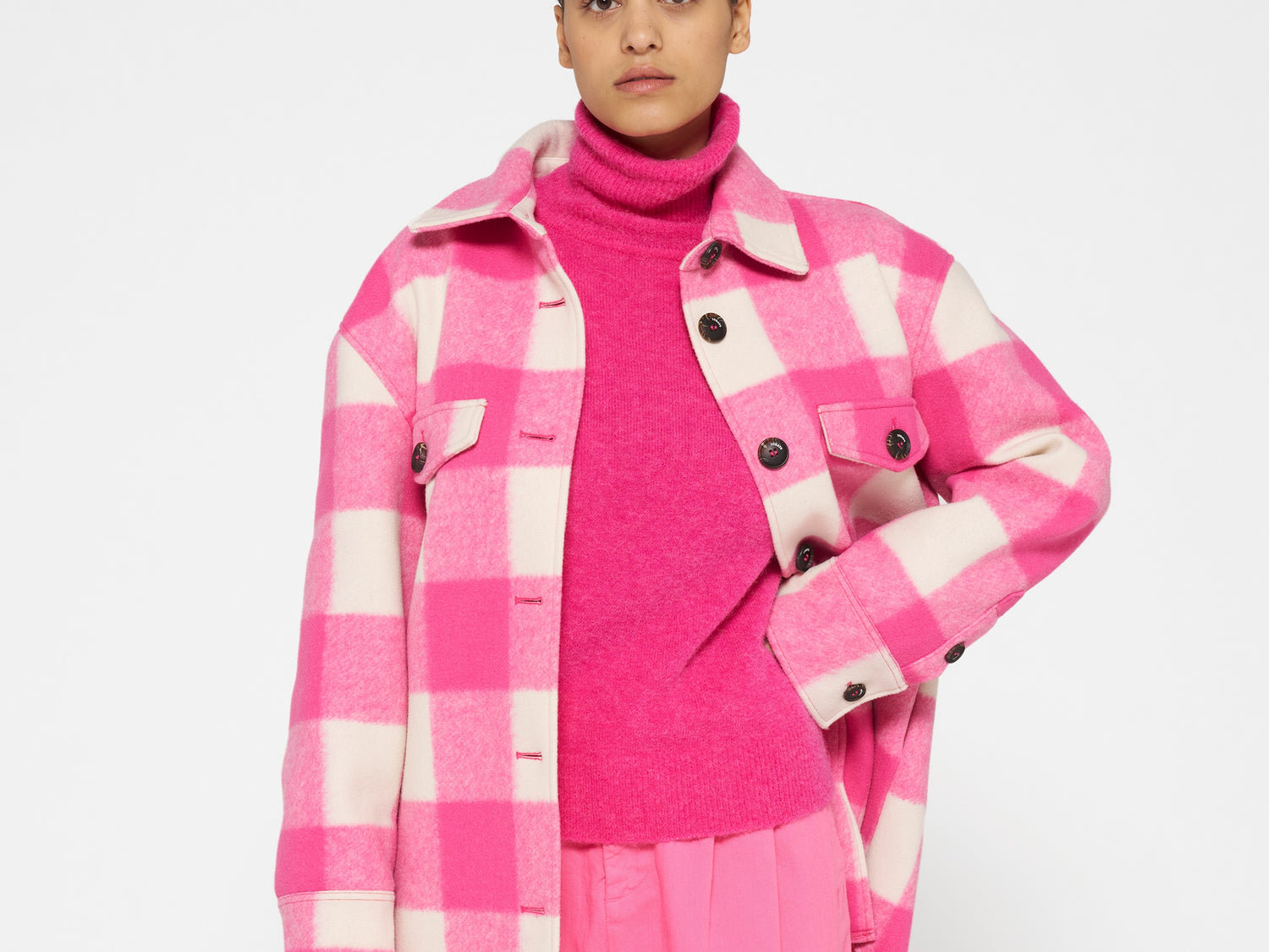 jacket check | bright pink