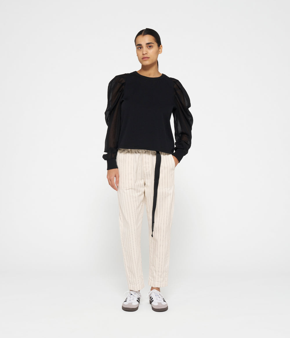 belted pants pinstripe | light natural