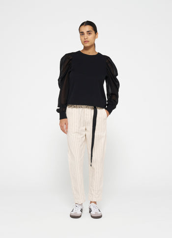 belted pants pinstripe | light natural