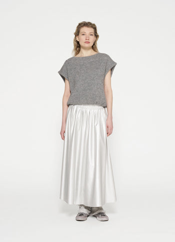 leather look pleated skirt | silver