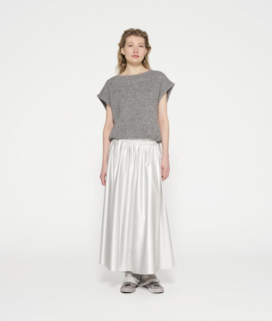 leather look pleated skirt | silver