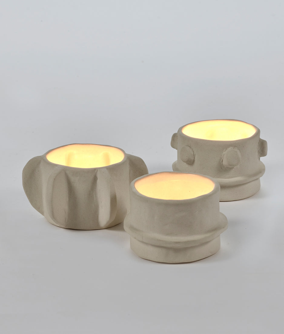 Tealight holder 03 set 3 Molly 5CM | soft beige