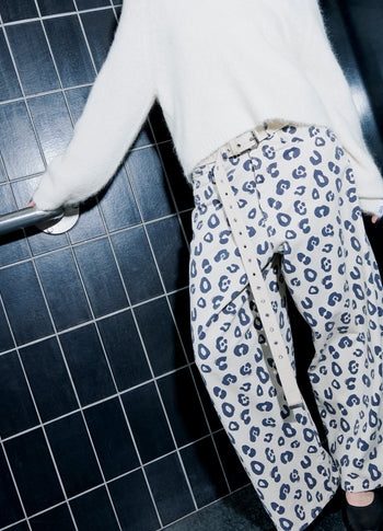 wide twill pants leopard | light natural